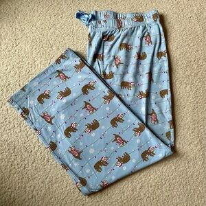 Lands’ End Women’s Holiday Blue Sloth Pajama Set